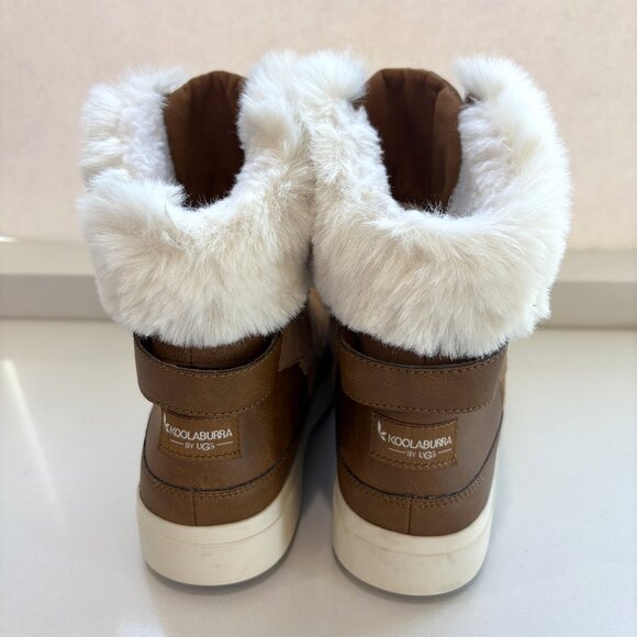 Koolaburra by UGG Ryanna Boots Leather Suede Faux Fur Lace Up Booties Chestnut - Picture 4 of 7